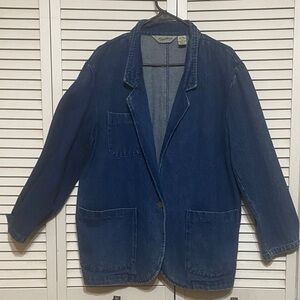 Vintage Eddie Bauer Denim Blazer Jacket Size L